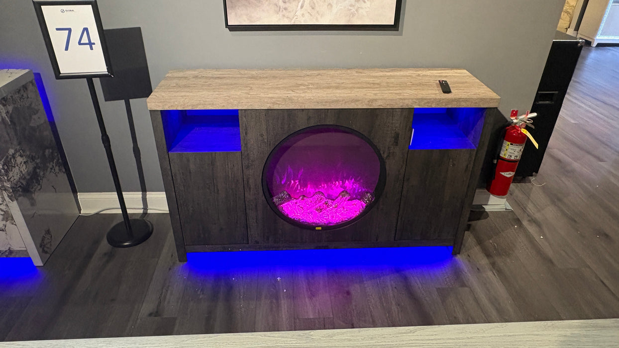 NYLA GREY 60" ENTERTAINMENT UNIT WITH SPEAKERS AND LED - Home Furniture And More (Brentwood, MD)