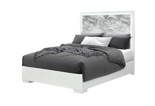 NAOMI SILVER MARBLE QUEEN BED WITH LED - Home Furniture And More (Brentwood, MD)