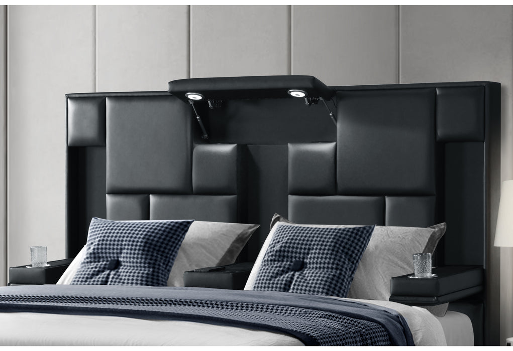 OSCAR BLACK QUEEN BED NO WOOD TRIM - Home Furniture And More (Brentwood, MD)
